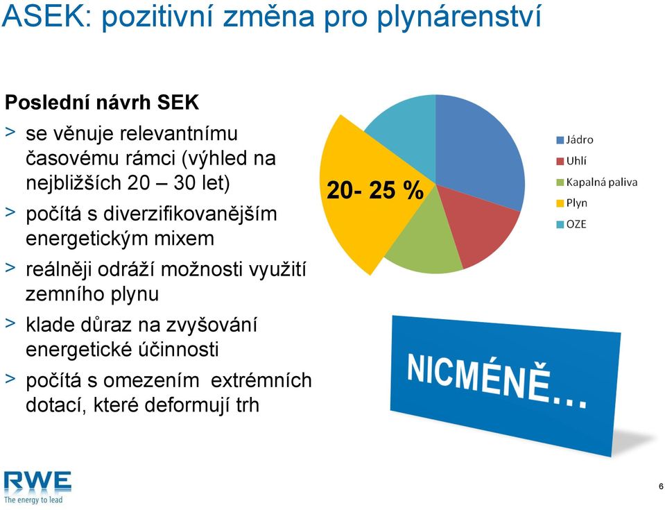 energetickým mixem > reálněji odráží možnosti využití zemního plynu > klade důraz na