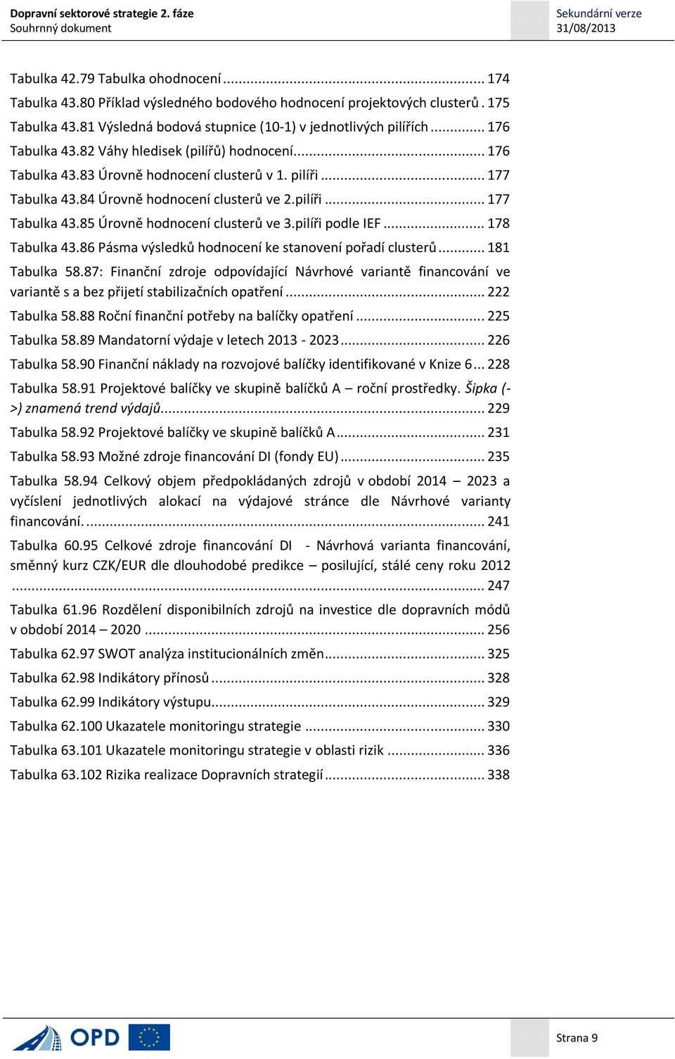 pilíři podle IEF... 178 Tabulka 43.86 Pásma výsledků hodnocení ke stanovení pořadí clusterů... 181 Tabulka 58.