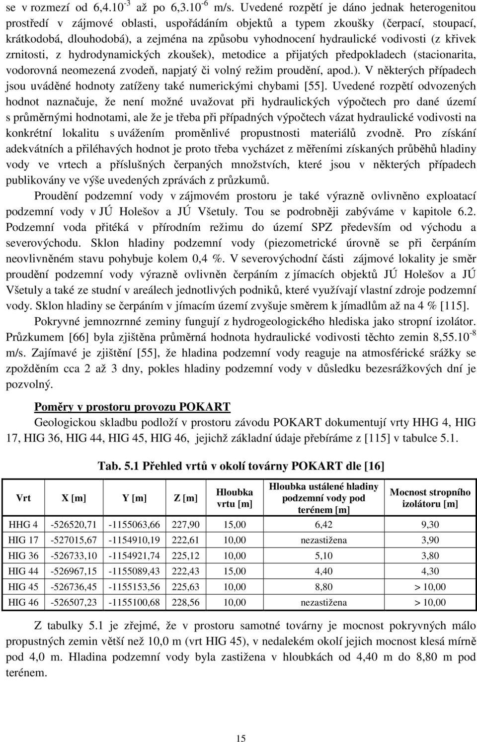 vodivosti (z křivek zrnitosti, z hydrodynamických zkoušek), metodice a přijatých předpokladech (stacionarita, vodorovná neomezená zvodeň, napjatý či volný režim proudění, apod.). V některých případech jsou uváděné hodnoty zatíženy také numerickými chybami [55].