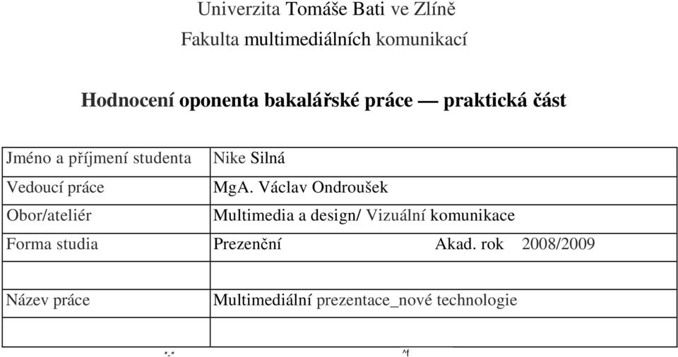 Václav Ondroušek Obor/ateliér Multimedia a design/ Vizuální komunikace Forma studia