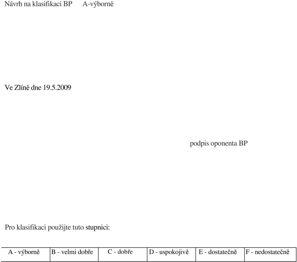 použijte tuto stupnici: A - výborně B - velmi