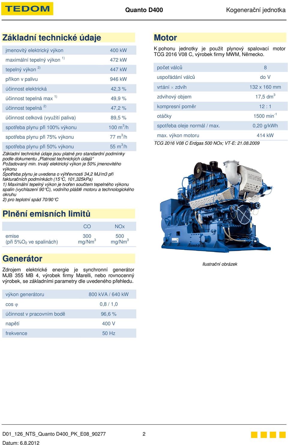 technické údaje jsou platné pro standardní podmínky podle dokumentu Platnost technických údajů Požadovaný min.