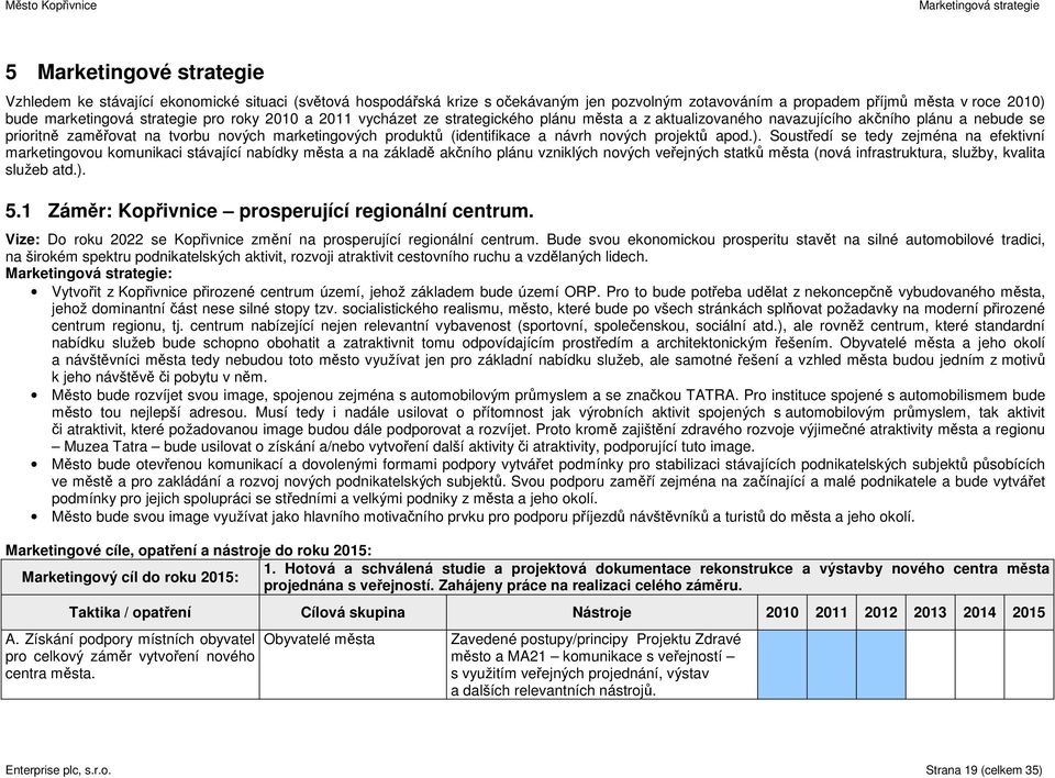 marketingových produktů (identifikace a návrh nových projektů apod.).