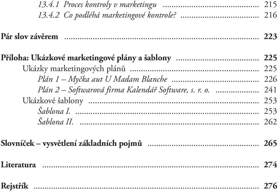 .. 225 Plán 1 Myčka aut U Madam Blanche... 226 Plán 2 Softwarová firma Kalendář Software, s. r. o.