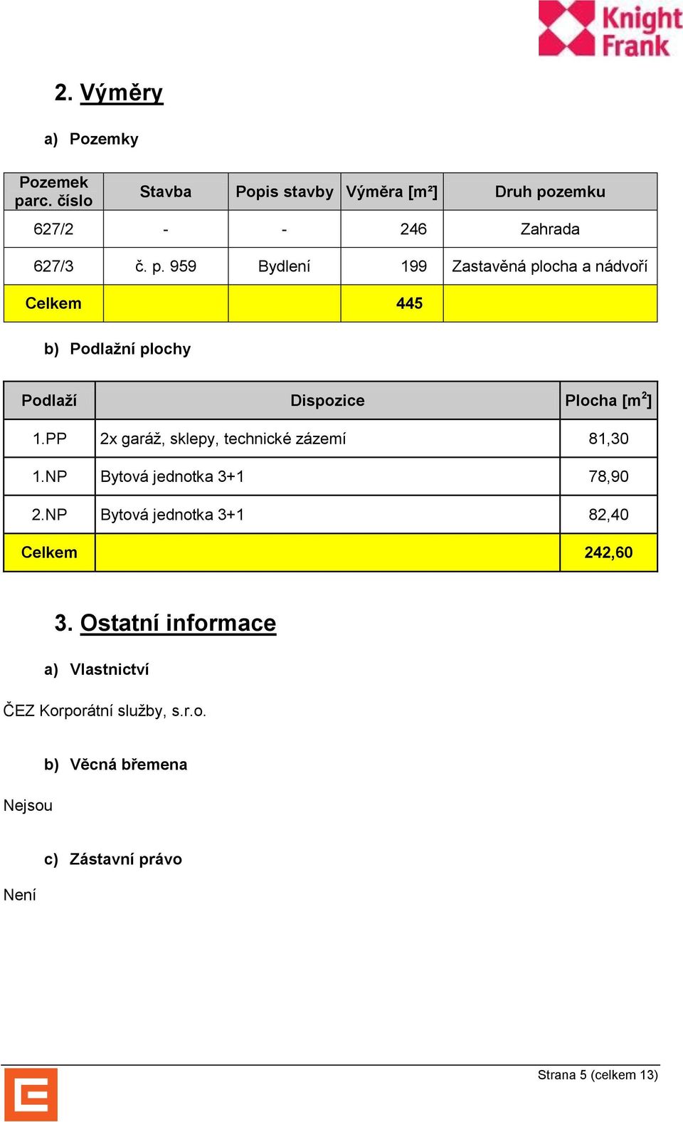 zemku 627/2 - - 246 Zahrada 627/3 č. p.