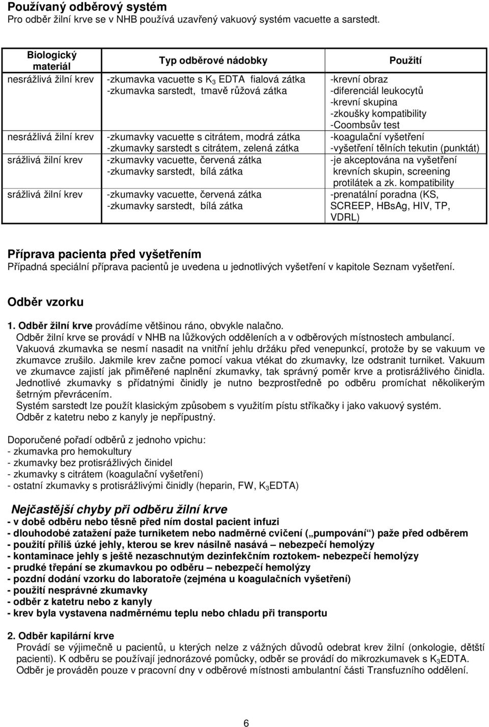 růžová zátka -zkumavky vacuette s citrátem, modrá zátka -zkumavky sarstedt s citrátem, zelená zátka -zkumavky vacuette, červená zátka -zkumavky sarstedt, bílá zátka -zkumavky vacuette, červená zátka