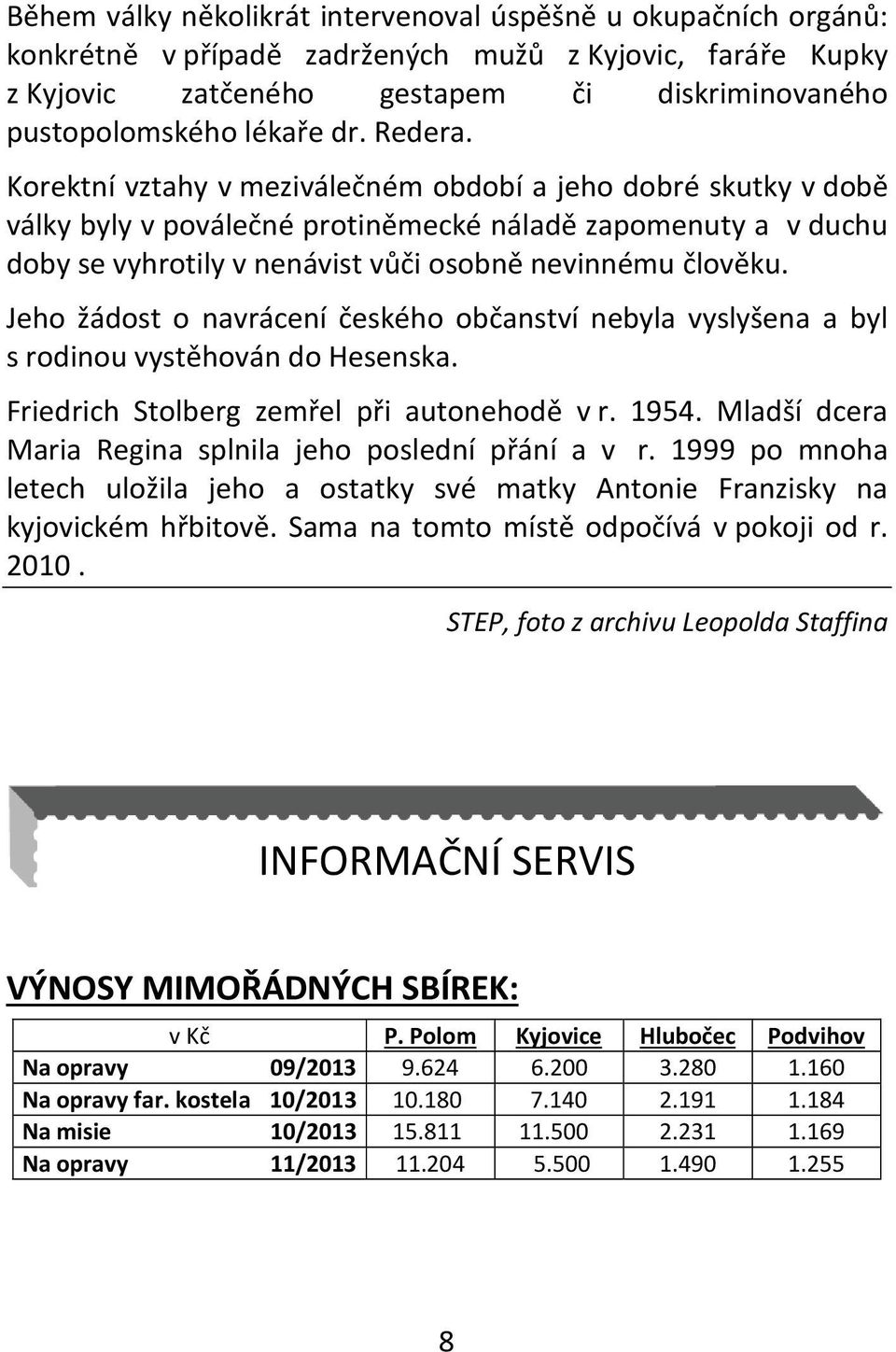 Jeho žádost o navrácení českého občanství nebyla vyslyšena a byl s rodinou vystěhován do Hesenska. Friedrich Stolberg zemřel při autonehodě v r. 1954.