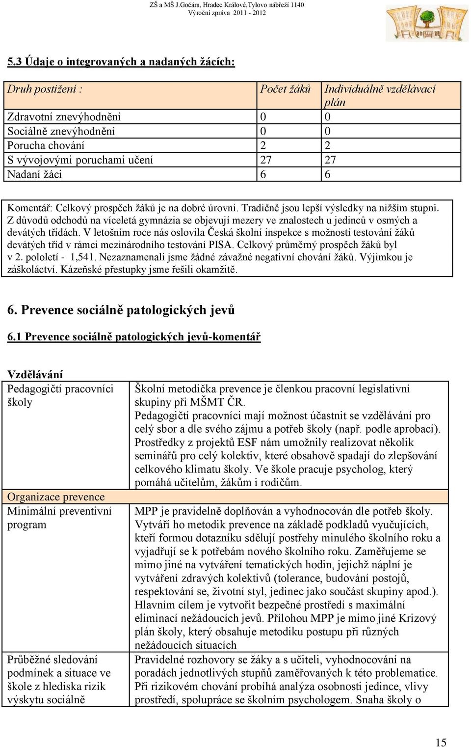 Z důvodů odchodů na víceletá gymnázia se objevují mezery ve znalostech u jedinců v osmých a devátých třídách.