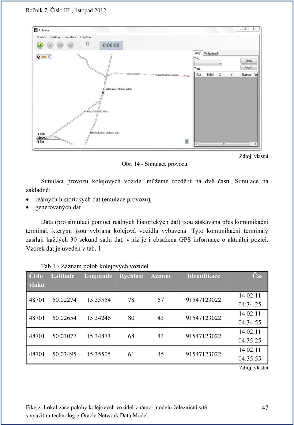 Tyto komunikační terminály zasílají každých 30 sekund sadu dat, v níž je i obsažena GPS informace o aktuální pozici. Vzorek dat je uveden v tab. 1.