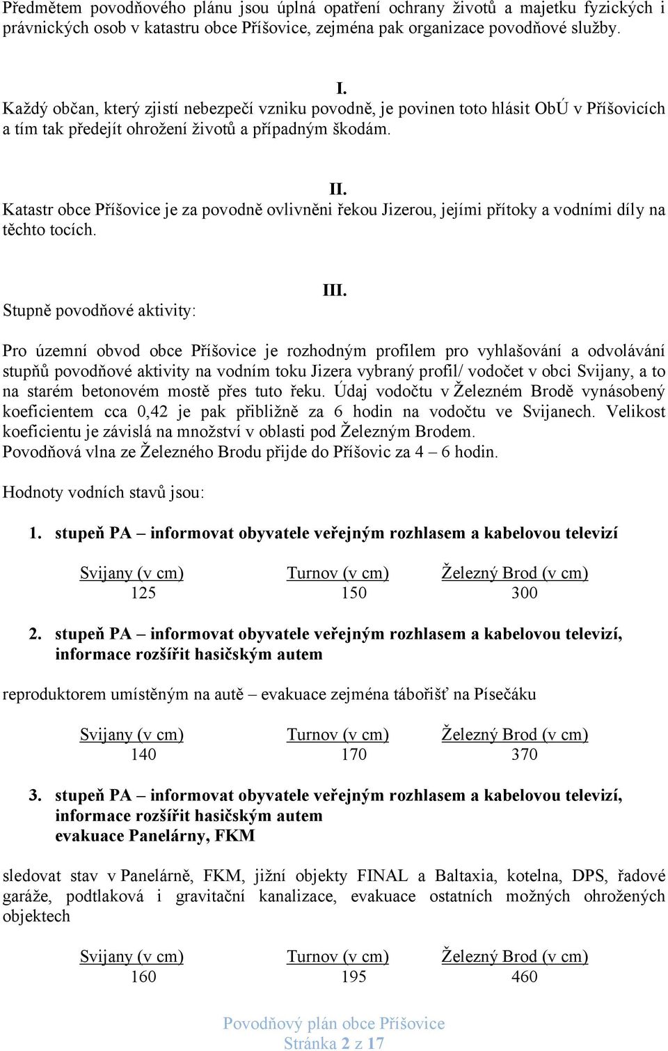 Katastr obce Příšovice je za povodně ovlivněni řekou Jizerou, jejími přítoky a vodními díly na těchto tocích. Stupně povodňové aktivity: III.