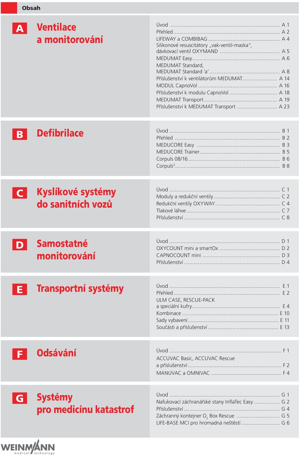 .. A 19 Příslušenství k MEDUMAT Transport... A 23 B Defibrilace Úvod... B 1 Přehled... B 2 MEDUCORE Easy... B 3 MEDUCORE Trainer... B 5 Corpuls 08/16... B 6 Corpuls 3.