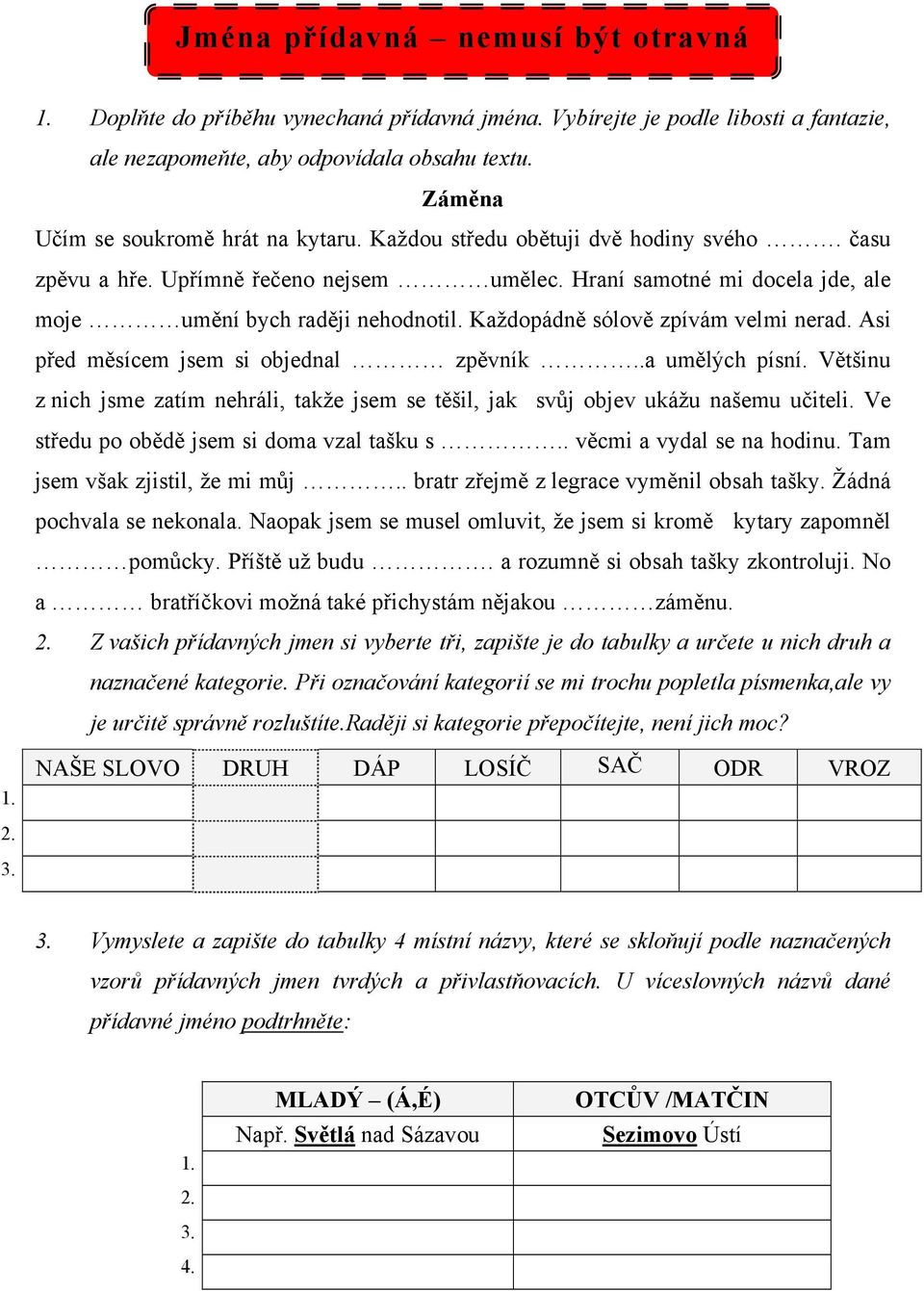 Každopádně sólově zpívám velmi nerad. Asi před měsícem jsem si objednal zpěvník..a umělých písní. Většinu z nich jsme zatím nehráli, takže jsem se těšil, jak svůj objev ukážu našemu učiteli.