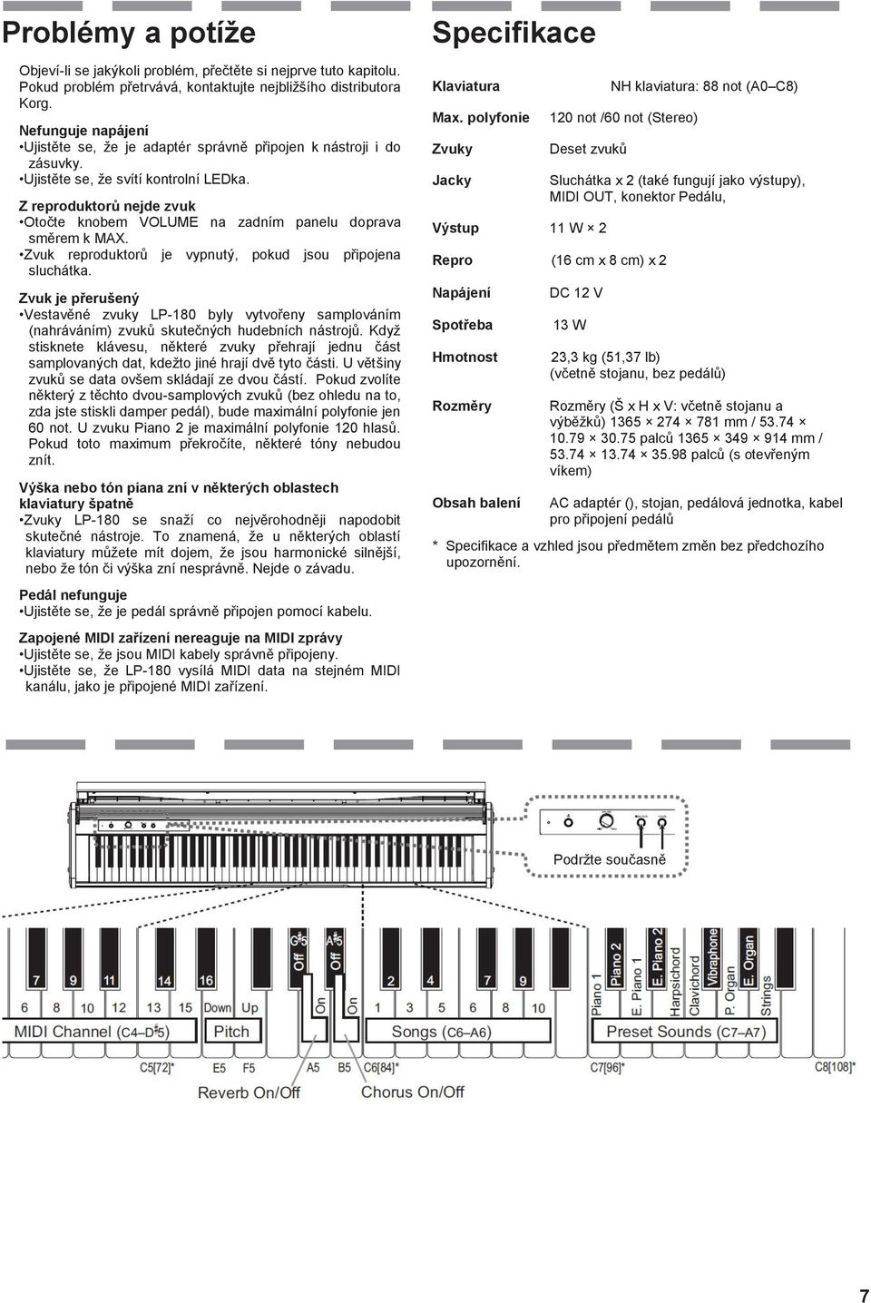 Z reproduktorů nejde zvuk Otočte knobem VOLUME na zadním panelu doprava směrem k MAX. Zvuk reproduktorů je vypnutý, pokud jsou připojena sluchátka.