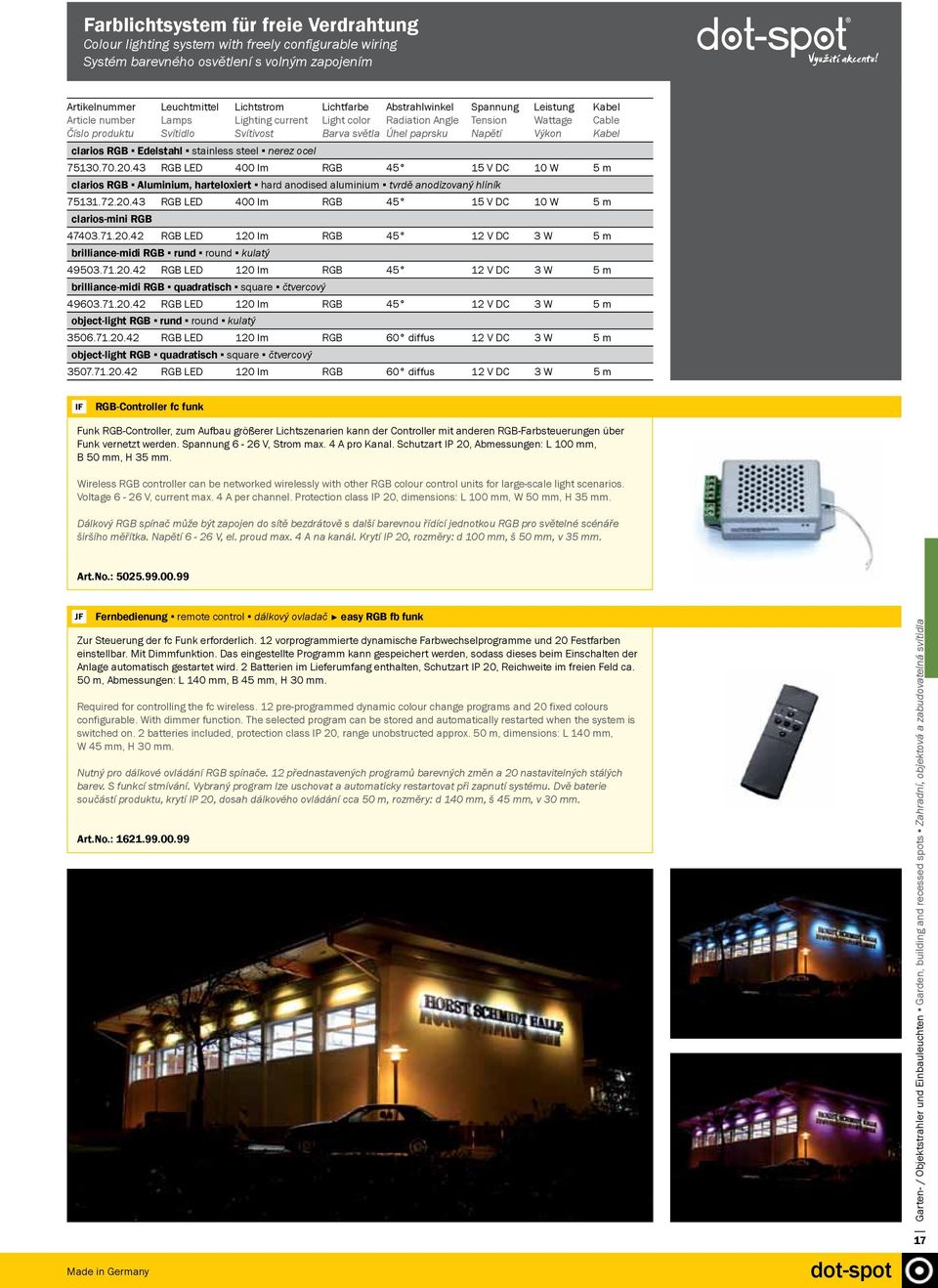 Edelstahl stainless steel nerez ocel 75130.70.20.43 RGB LED 400 lm RGB 45 15 V 10 W 5 m clarios RGB Aluminium, harteloxiert hard anodised aluminium tvrdě anodizovaný hliník 75131.72.20.43 RGB LED 400 lm RGB 45 15 V 10 W 5 m clarios-mini RGB 47403.