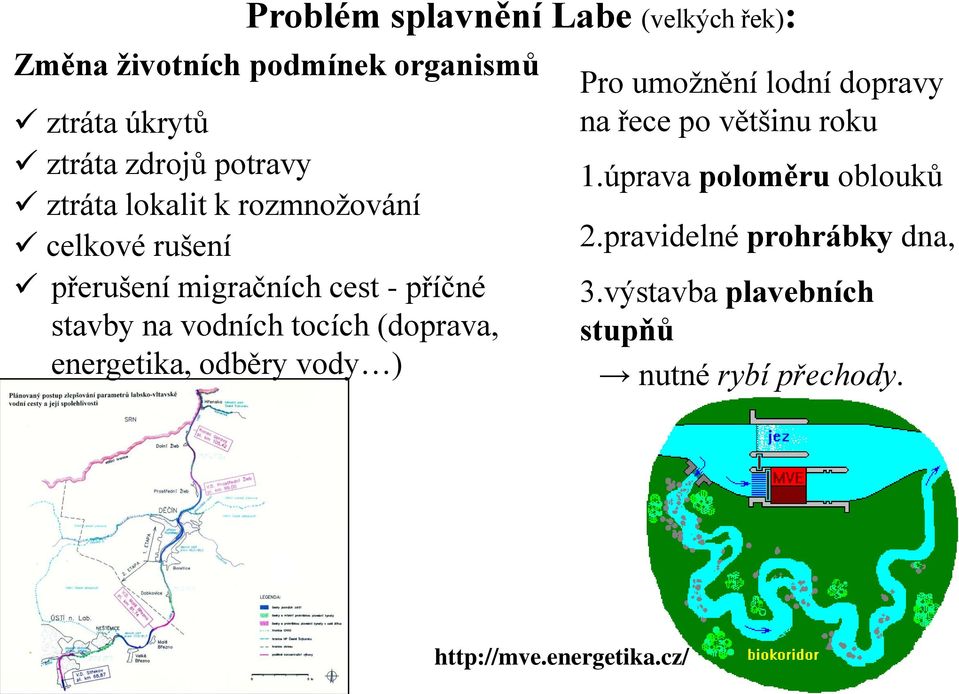 tocích (doprava, energetika, odběry vody ) Pro umožnění lodní dopravy na řece po většinu roku 1.