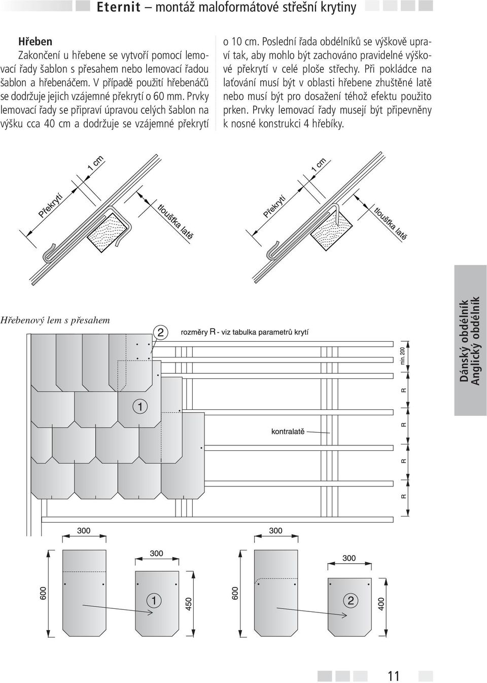 Prvky lemovací řady se připraví úpravou celých šablon na výšku cca 40 cm a dodržuje se vzájemné překrytí o 10 cm.