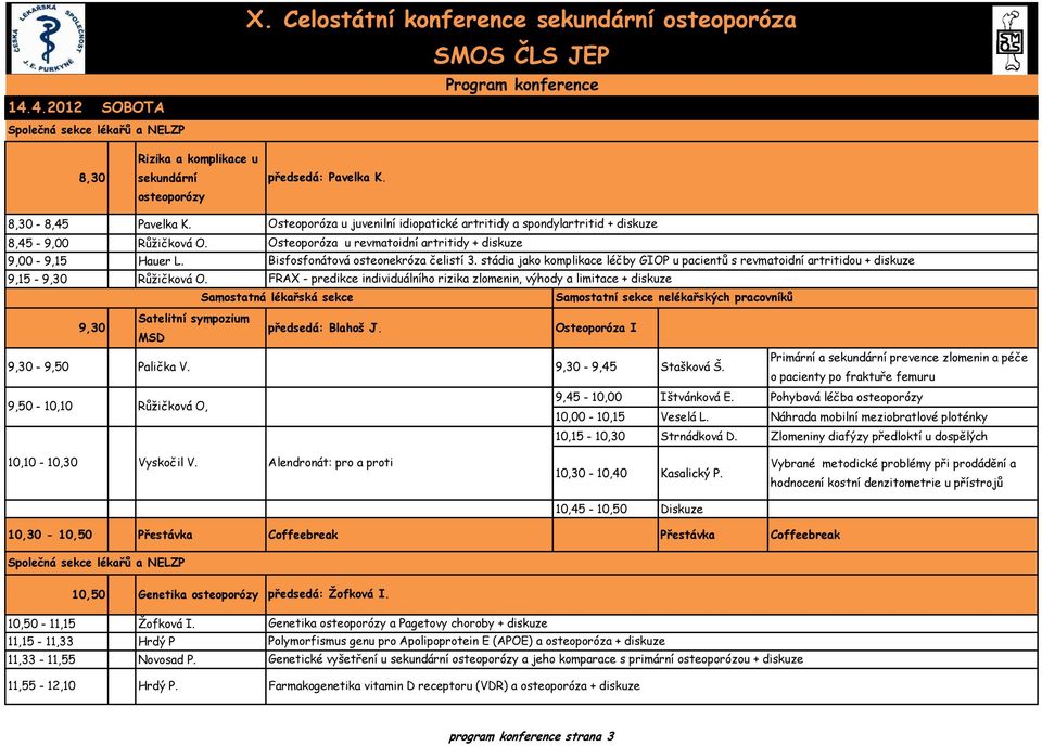 stádia jako komplikace léčby GIOP u pacientů s revmatoidní artritidou + diskuze 9,15-9,30 Růžičková O.