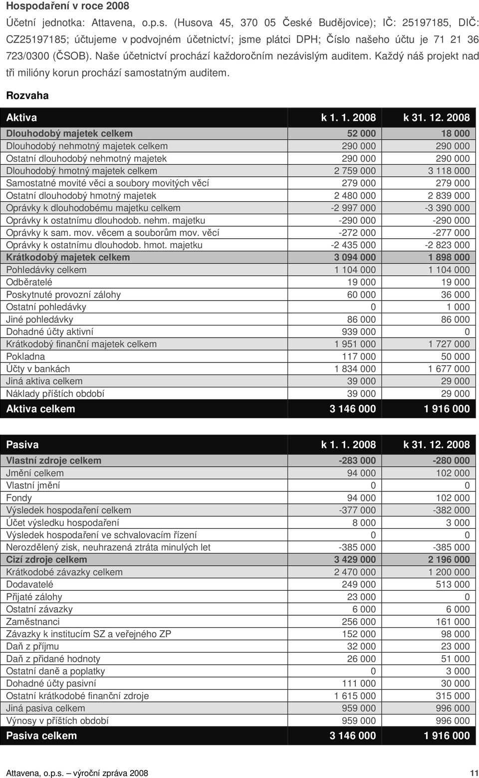 2008 Dlouhodobý majetek celkem 52 000 18 000 Dlouhodobý nehmotný majetek celkem 290 000 290 000 Ostatní dlouhodobý nehmotný majetek 290 000 290 000 Dlouhodobý hmotný majetek celkem 2 759 000 3 118