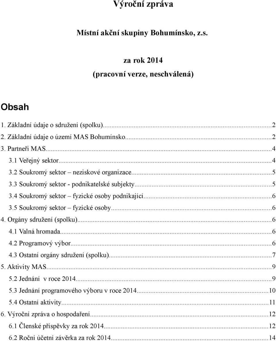 5 Soukromý sektor fyzické osoby...6 4. Orgány (spolku)...6 4.1 Valná hromada...6 4.2 Programový výbor...6 4.3 Ostatní orgány (spolku)...7 5. Aktivity MAS...9 5.