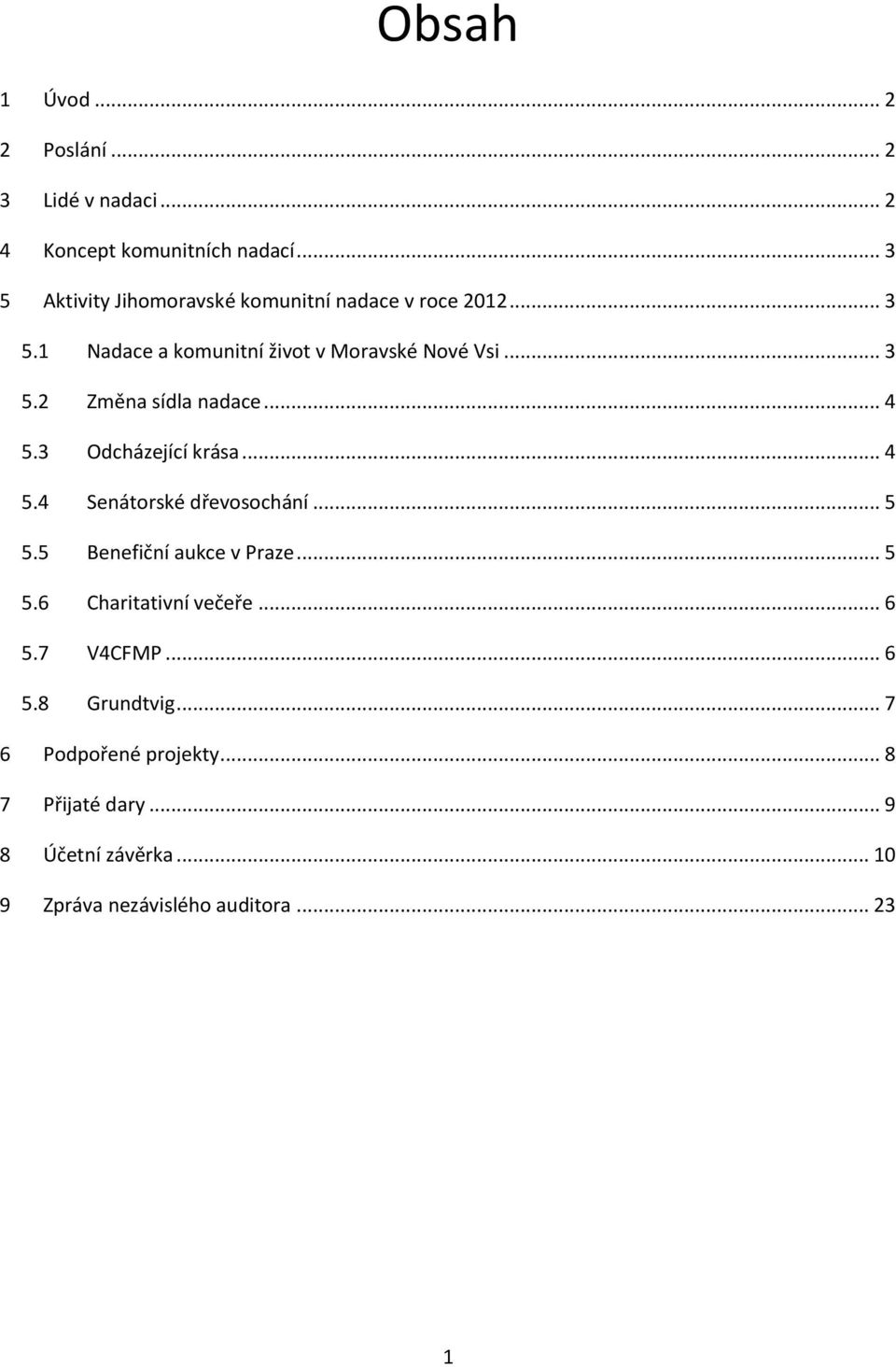 .. 4 5.3 Odcházející krása... 4 5.4 Senátorské dřevosochání... 5 5.5 Benefiční aukce v Praze... 5 5.6 Charitativní večeře.