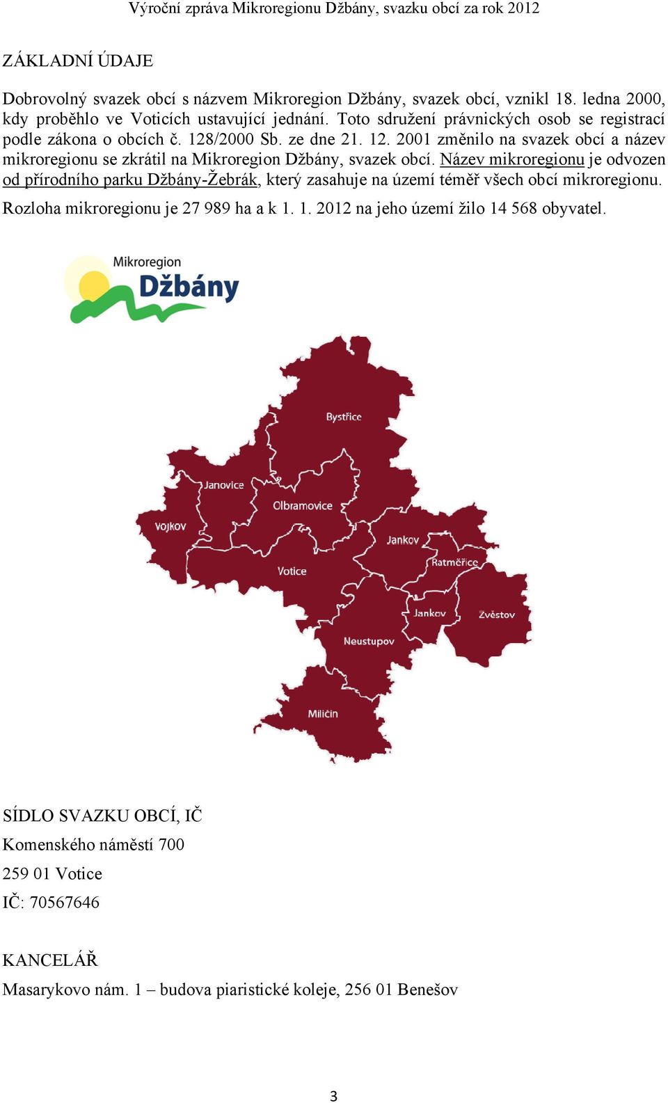 Název mikroregionu je odvozen od přírodního parku Džbány-Žebrák, který zasahuje na území téměř všech obcí mikroregionu. Rozloha mikroregionu je 27 989 ha a k 1.