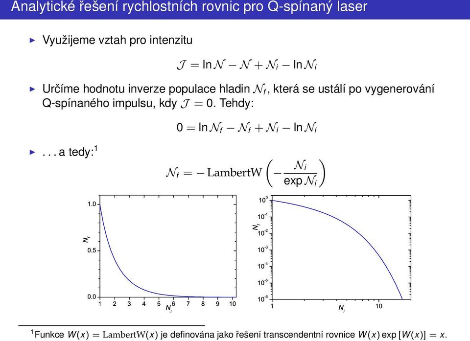 Q-spínaného impulsu, kdy J = 0. Tehdy: 0 = ln N f N f + N i ln N i.