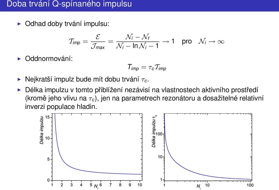 Délka impulzu v tomto přiblížení nezávisí na vlastnostech aktivního prostředí (kromě jeho