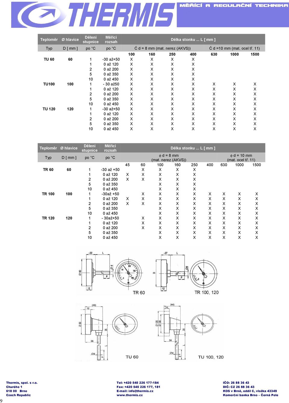 stupnice Měřicí rozsah 100 D [ mm ] po C po C TR 60 60 1 1 2 5 10 1 1 2 5 10 1 1 2 5 10-30 až +50 0 až 120 0 až 200 0 až 350 0 až 450-30až +50 0 až 120 0 až 200 0 až 350 0 až 450-30až+50 0 až