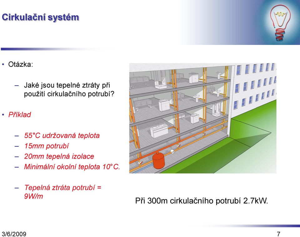 Příklad 55 C udržovaná teplota 15mm potrubí 20mm tepelná izolace