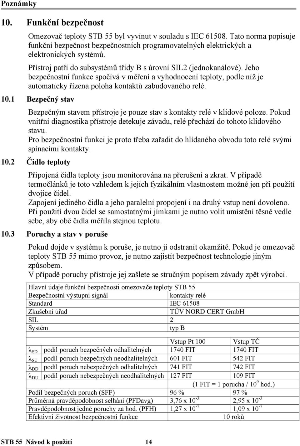 Jeho bezpečnostní funkce spočívá v měření a vyhodnocení teploty, podle níž je automaticky řízena poloha kontaktů zabudovaného relé. 10.