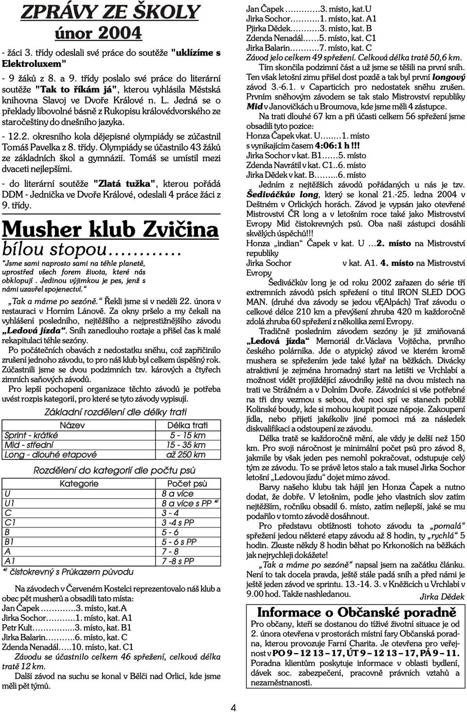 Jedná se pøeklady libvlné básnì z Rukpisu králvédvrskéh ze starèeštiny d dnešníh jazyka. - 1.. kresníh kla dìjepisné lympiády se zúèastnil Tmáš Pavelka z 8. tøídy.