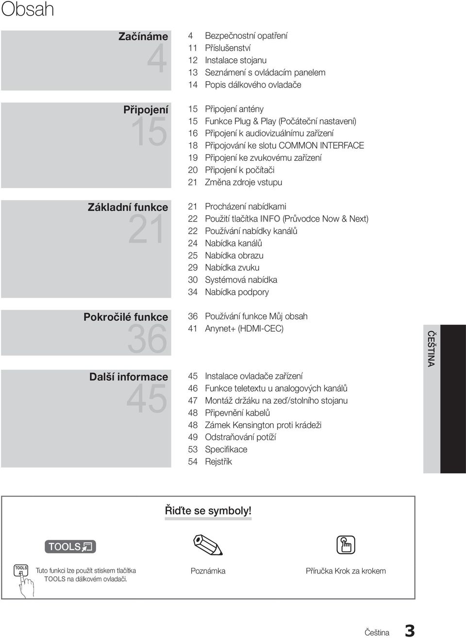 vstupu Procházení nabídkami 22 Použití tlačítka INFO (Průvodce Now & Next) 22 Používání nabídky kanálů 24 Nabídka kanálů 25 Nabídka obrazu 29 Nabídka zvuku 30 Systémová nabídka 34 Nabídka podpory