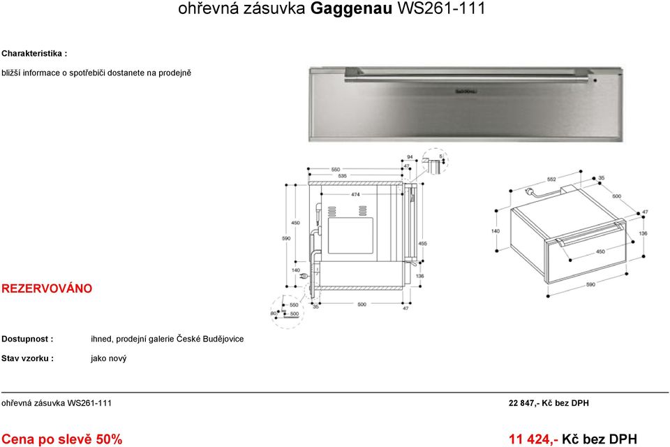 na prodejně REZERVOVÁNO ohřevná zásuvka