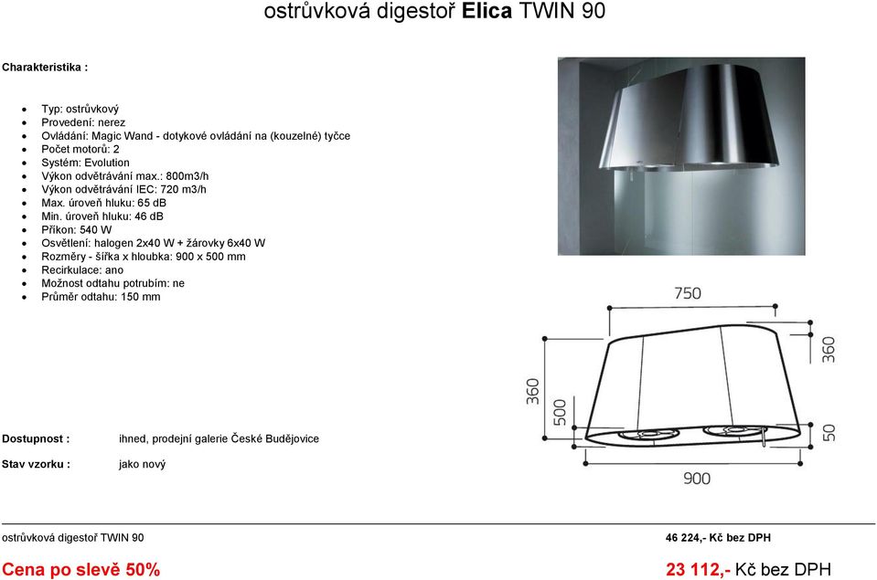 úroveň hluku: 65 db Min.