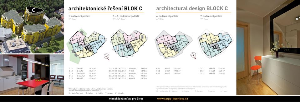 3 4+kk/2B,L 117,30 m² C 1.4 3+kk/L,T,Z 88,10 m² C 2.4, C 3.4, C 4.4, C 5.4 3+kk/L 99,60 m² C 1.5 4+kk/2B 119,60 m² C 2.5, C 3.5, C 4.5, C 5.5 4+kk/2B 119,50 m² C 6.1 4+kk/T 113,50 m² C 7.