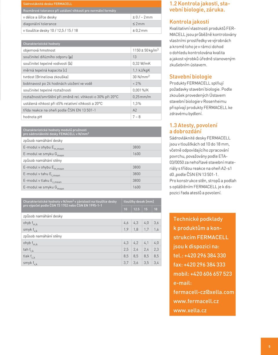 zkouška) 30 N/mm 2 bobtnavost po 24 hodinách uložení ve vodě < 2 % součinitel tepelné roztažnosti 0,001 %/K roztažnost/smrštění při změně rel.