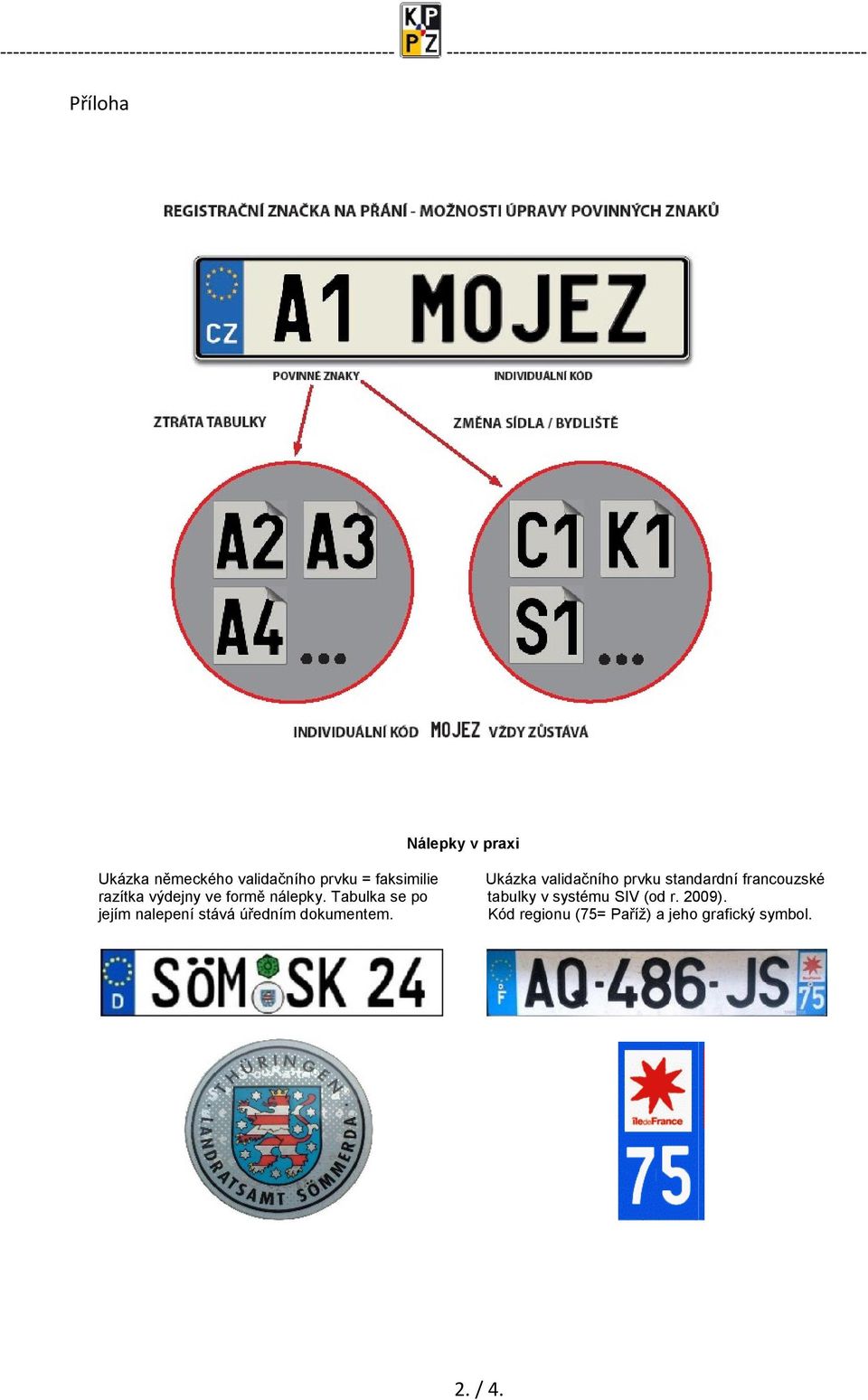 nálepky. Tabulka se po tabulky v systému SIV (od r. 2009).