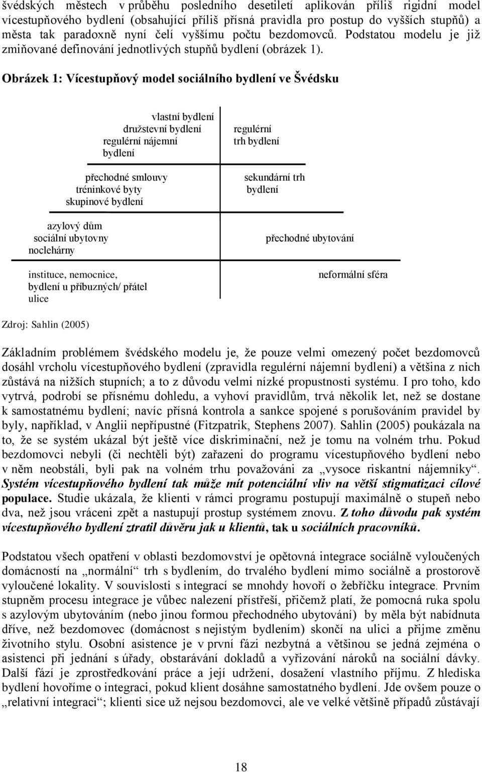 Obrázek 1: Vícestupňový model sociálního bydlení ve Švédsku vlastní bydlení druţstevní bydlení regulérní nájemní bydlení přechodné smlouvy tréninkové byty skupinové bydlení azylový dům sociální