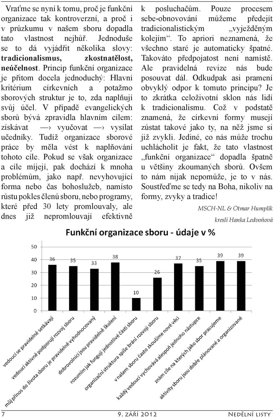 Princip funkční organizace je přitom docela jednoduchý: Hlavní kritérium církevních a potažmo sborových struktur je to, zda naplňují svůj účel.