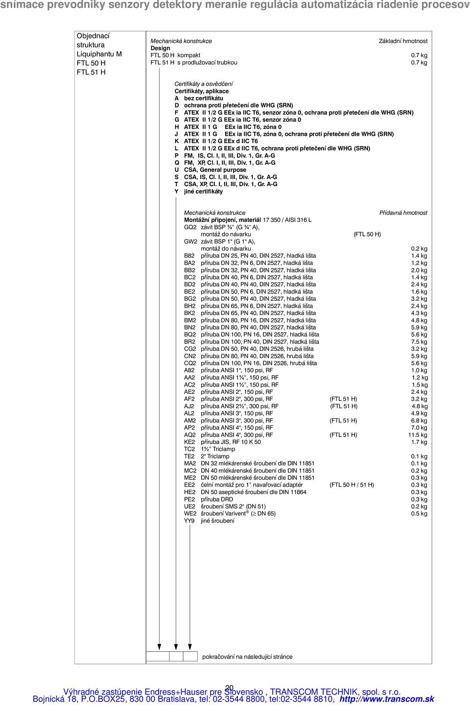 IIC T6,zóna 0 J ATEX II 1 G EEx ia IIC T6,zóna 0,ochrana proti přetečení dle WHG (SRN) K ATEX II 1/2 G EEx d IIC T6 L ATEX II 1/2 G EEx d IIC T6,ochrana proti přetečení dle WHG (SRN) P FM, IS,Cl.