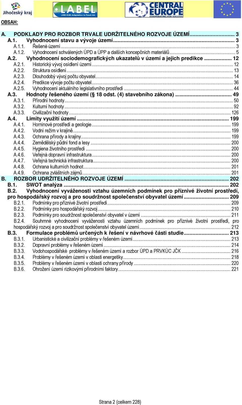 .. 13 A.2.3. Dlouhodobý vývoj počtu obyvatel... 14 A.2.4. Predikce vývoje počtu obyvatel... 36 A.2.5. Vyhodnocení aktuálního legislativního prostředí... 44 A.3. Hodnoty řešeného území ( 18 odst.