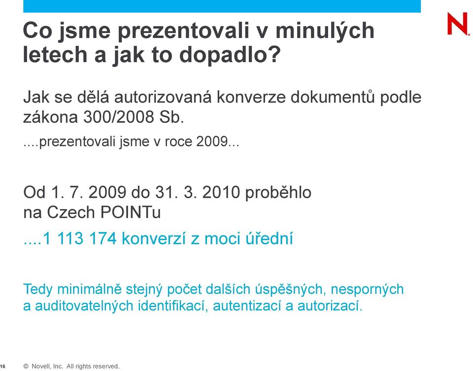 ...prezentovali jsme v roce 2009... Od 1. 7. 2009 do 31. 3. 2010 proběhlo na Czech POINTu.