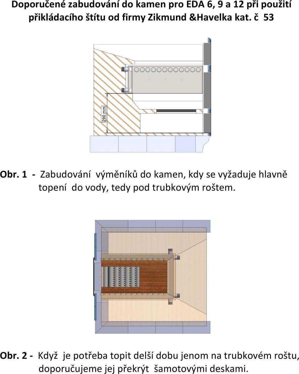 1 - Zabudování výměníků do kamen, kdy se vyžaduje hlavně topení do vody, tedy pod