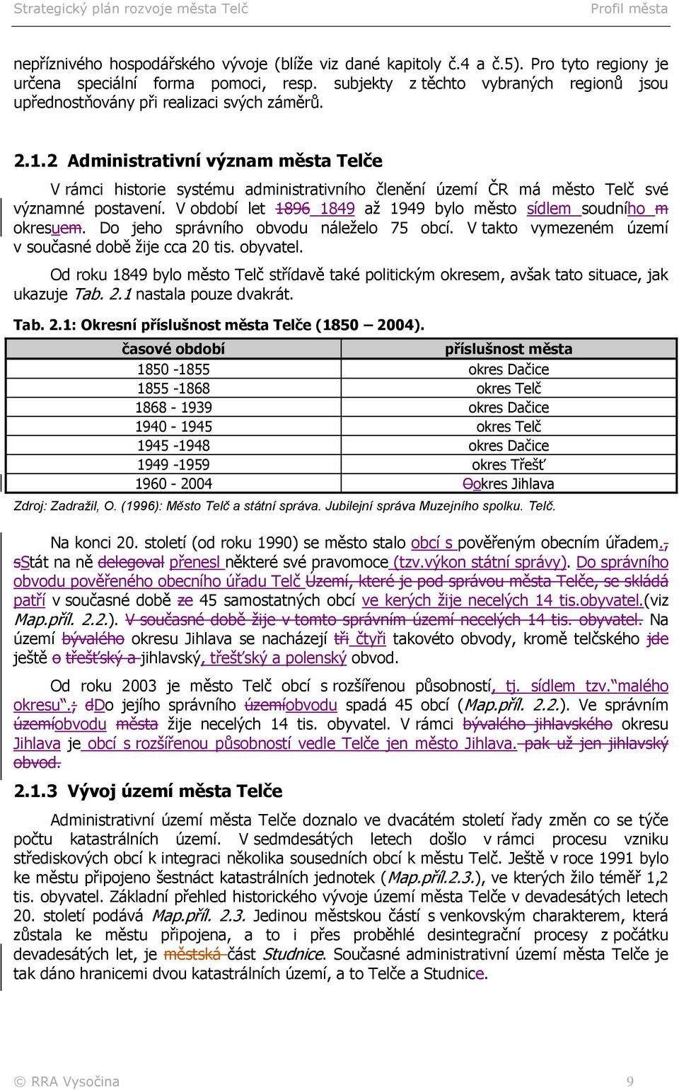 2 Administrativní význam města Telče V rámci historie systému administrativního členění území ČR má město Telč své významné postavení.