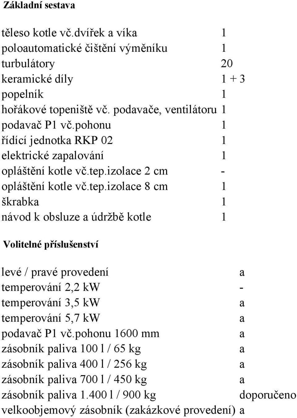 izolce 2 cm - opláštění kotle vč.tep.