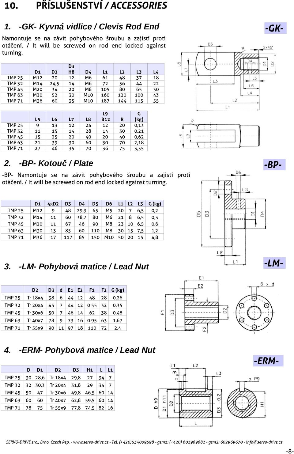 L5 L6 L7 L8 L9 B12 R G (kg) TMP 25 9 13 12 24 12 20 0,13 TMP 32 11 15 14 28 14 30 0,21 TMP 45 15 25 20 40 20 40 0,62 TMP 63 21 39 30 60 30 70 2,18 TMP 71 27 46 35 70 36 75 3,35 2.