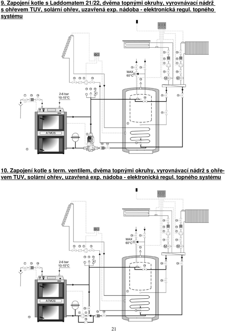 topného systému 10. Zapojení kotle s term.