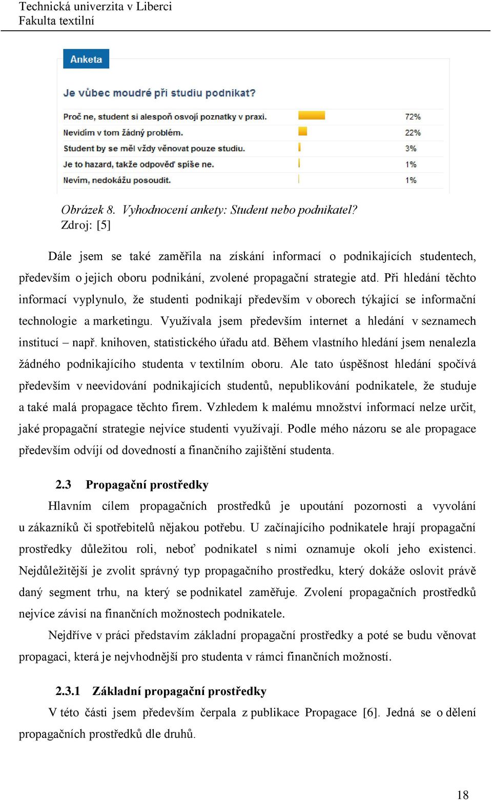 Při hledání těchto informací vyplynulo, ţe studenti podnikají především v oborech týkající se informační technologie a marketingu.