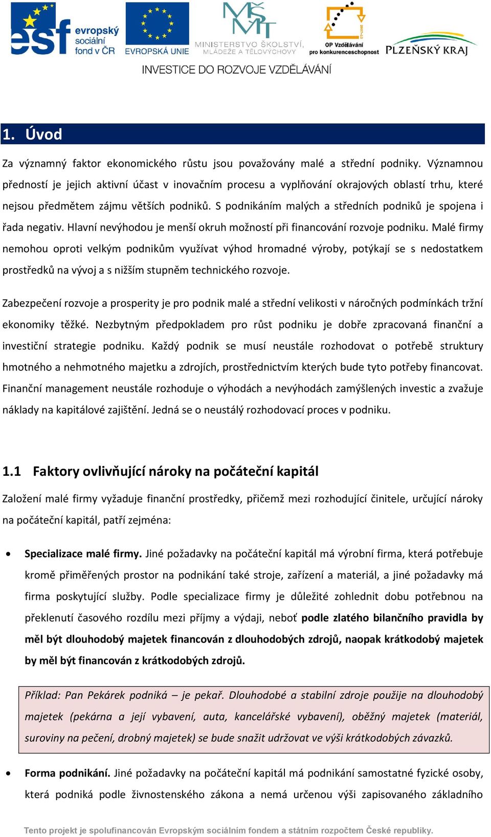 S podnikáním malých a středních podniků je spojena i řada negativ. Hlavní nevýhodou je menší okruh možností při financování rozvoje podniku.