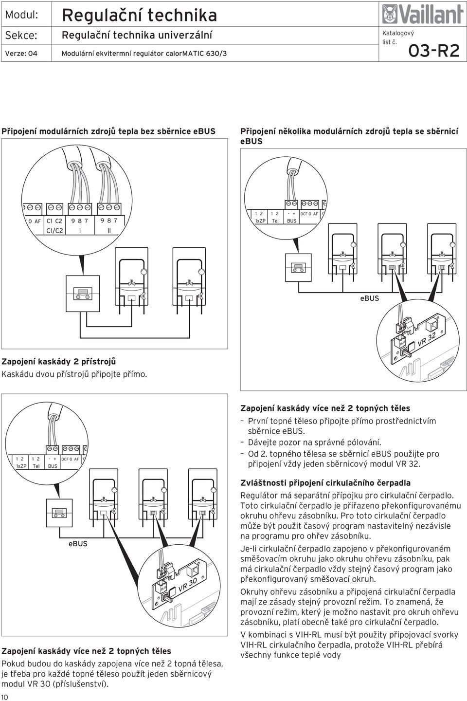 topného tělesa se sběrnicí ebus použijte pro připojení vždy jeden sběrnicový modul VR 32.